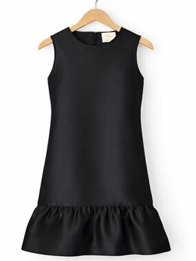Kate Spade Black Structured Drop Waist Dress Ruffle Hem Mini NWOT LBD